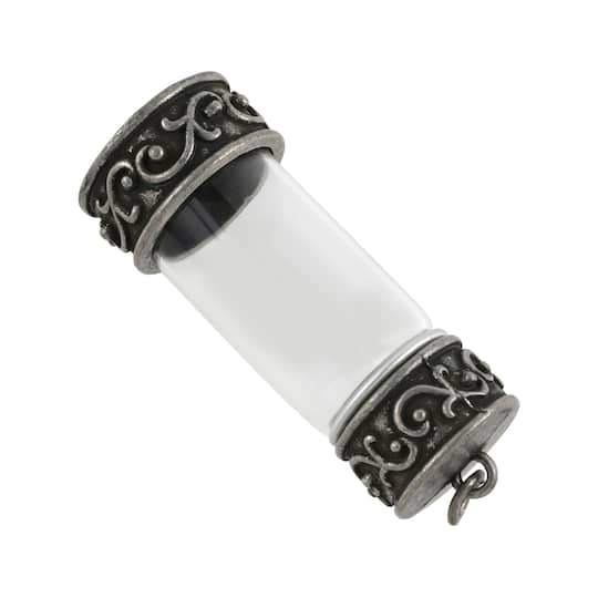 12 Pack: Found Objects Silver Oxide Vial Pendant by Bead Landing™